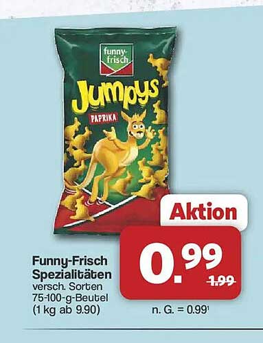 Funny-Frisch Spezialitäten versch. Sorten 75-100-g-Beutel (1 kg ab 9,90)