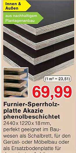 Furnier-Sperrholzplatte Akazie phenolbeschichtet