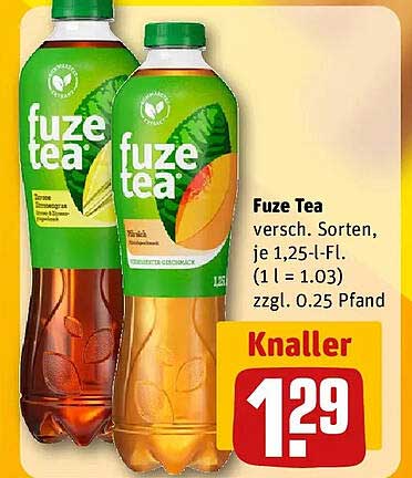 Fuze Tea versch. Sorten, je 1,25-l-Fl. (1 l = 1.03) zzgl. 0.25 Pfand