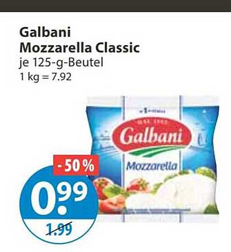 Galbani Mozzarella Classic je 125-g-Beutel
