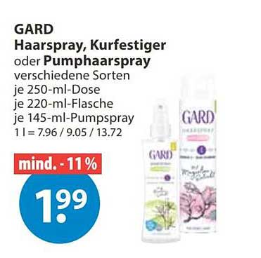 GARD Haarspray, Kurfstiger oder Pumphaarspray