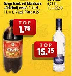 Gärgetränk auf Malzbasis „Chebnyj kvas“, 1,5 L Fl.
