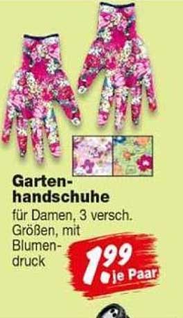 Garten-handschuhe für Damen, 3 versch. Größen, mit Blumen-druck