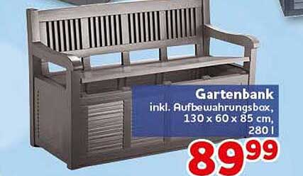 Gartenbank inkl. Aufbewahrungsbox, 130 x 60 x 85 cm, 280 l