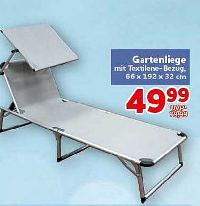 Gartenliege mit Textilene-Bezug, 66 x 192 x 32 cm