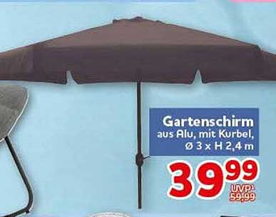 Gartenschirm aus Alu, mit Kurbel Ø 3 x H 2,4 m