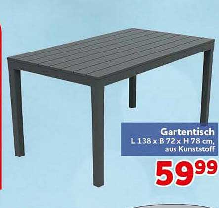 Gartentisch L 138 x B 72 x H 78 cm, aus Kunststoff