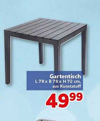 Gartentisch L 78 x B 78 x H 72 cm, aus Kunststoff