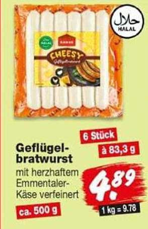 Geflügel-bratwurst mit herzhaftem Emmentaler-Käse verfeinert