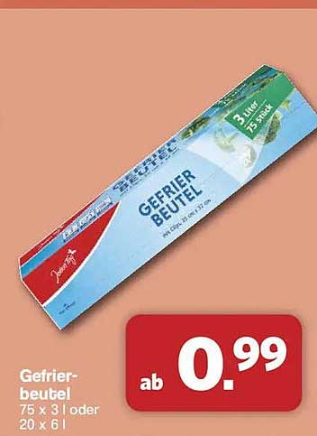 Gefrierbeutel 75 x 3 l oder 20 x 6 l