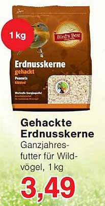 Gehackte Erdnusskerne Ganzjahresfutter für Wildvögel, 1 kg