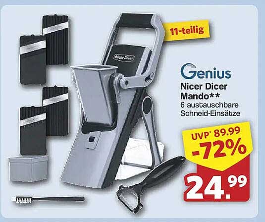 Genius Nicer Dicer Mando** 6 austauschbare Schneid-Einsätze