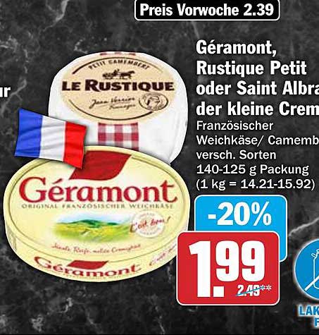 Géramont, Rustique Petit oder Saint Albray der kleine Crem