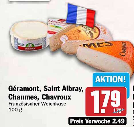 Géramont, Saint Albray, Chaumes, Chavroux Französischer Weichkäse 100 g