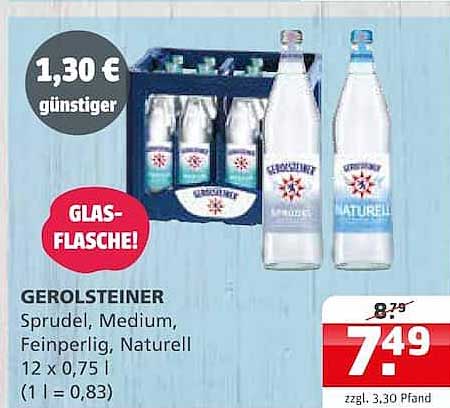 GEROLSTEINER Sprudel, Medium, Feinperlig, Naturell 12 x 0,75 l (1 l = 0,83)