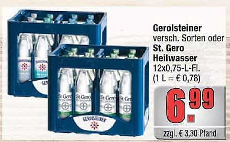 Gerolsteiner versch. Sorten oder St. Gero Heillwasser 12x0,75-L-Fl. (1 L = € 0,78)