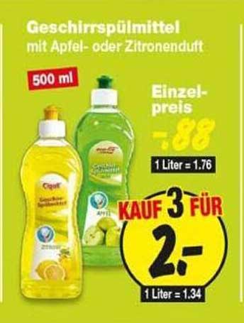 Geschirrspülmittel mit Apfel- oder Zitronenduft