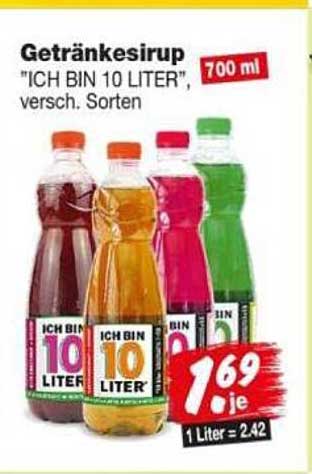 Getränkesirup "ICH BIN 10 LITER", versch. Sorten