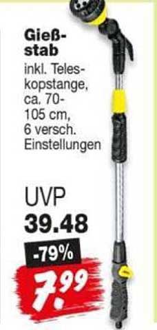 Gießstab inkl. Teleskopstange, ca. 70-105 cm, 6 versch. Einstellungen