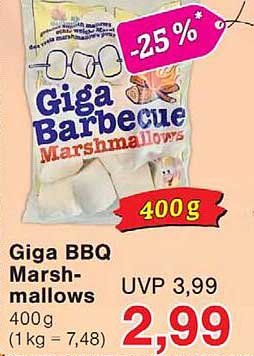 Giga BBQ Marsh-mallows 400g (1 kg = 7,48)