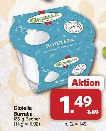 Gioiella Burrata 125-g-Becher (1 kg = 11.92)