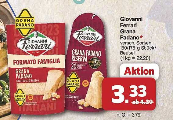 Giovanni Ferrari Grana Padano* versch. Sorten 150/175-g-Stück/Beutel (1 kg = 22.20)