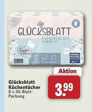 Glücksblatt Küchentücher 8 x 45-Blatt-Packung