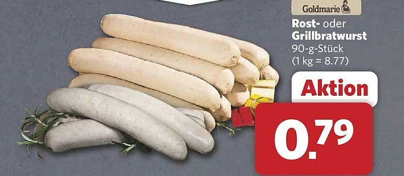 Goldmarie Rost- oder Grillbratwurst 90-g-Stück (1 kg = 8.77)