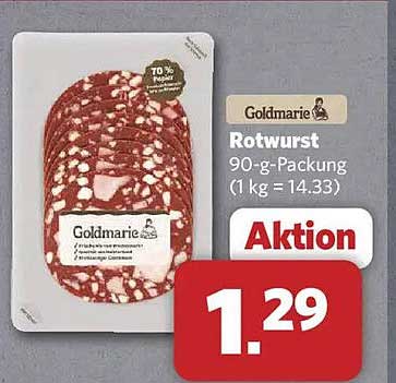 Goldmarie Rotwurst 90-g-Packung (1 kg = 14.33) Aktion
