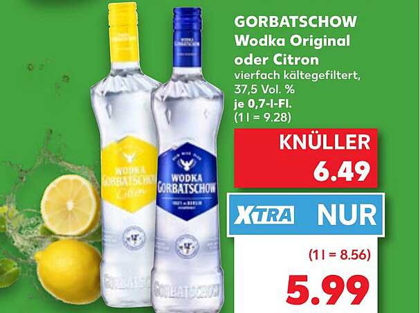 GORBATSCHOW Wodka Original oder Citron