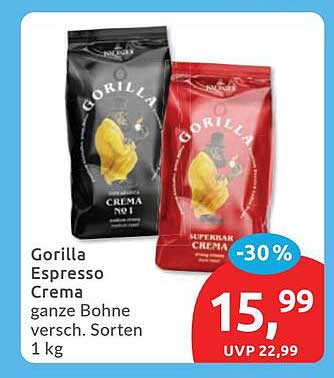 Gorilla Espresso Crema ganze Bohne versch. Sorten 1 kg
