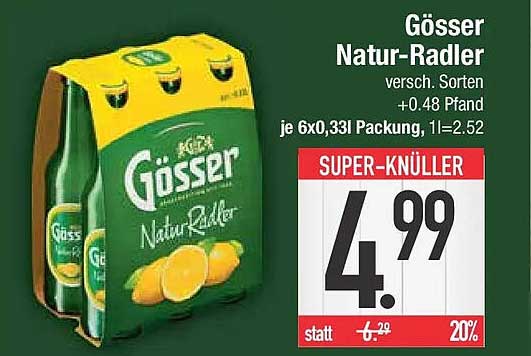 Gösser Natur-Radler versch. Sorten +0.48 Pfand je 6x0,33l Packung, 1l=2.52