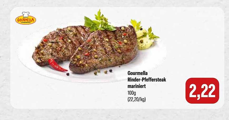 Gourmella Rinder-Pfeffersteak mariniert 100g (22,20/kg)