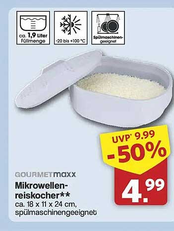 GOURMETMAXX Mikrowellen-reiskocher** ca. 18 x 11 x 24 cm, spülmaschinengeeignet
