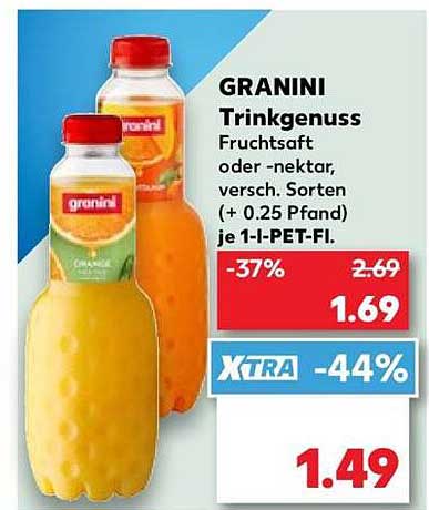GRANINI Trinkgenuss Fruchtsaft oder -nektar, versch. Sorten (+ 0.25 Pfand) je 1-l-PET-Fl.