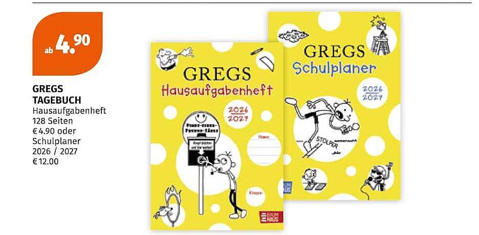 GREGS TAGEBUCH Hausaufgabenheft 128 Seiten oder Schulplaner 2026 / 2027