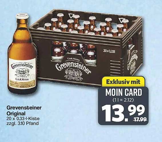 Grevensteiner Original 20 x 0,33-l-Kiste zgl. 3.10 Pfand