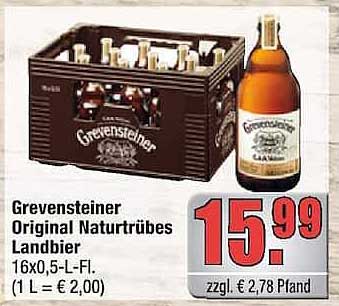 Grevensteiner Original Naturtrübes Landbier 16x0,5-L-Fl.