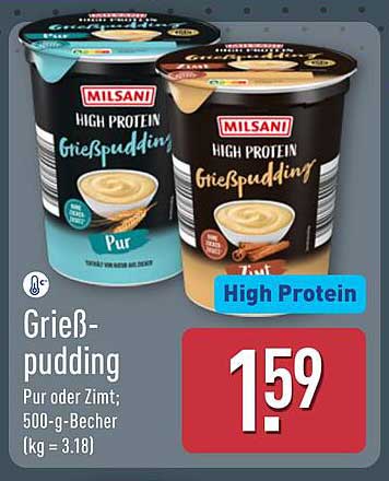 Grießpudding Pur oder Zimt; 500-g-Becher (kg = 3.18)