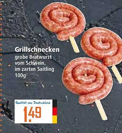 Grillschnecken grobe Bratwurst vom Schwein, im zarten Saitling 100g