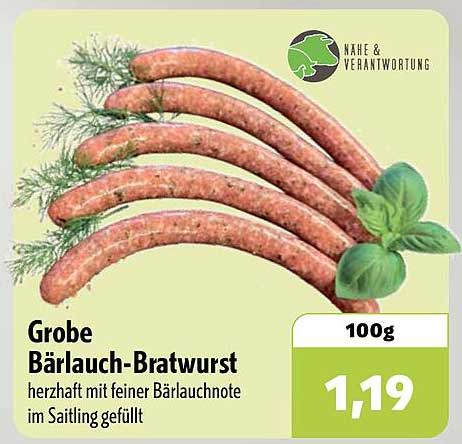 Grobe Bärlauch-Bratwurst