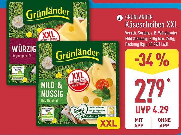 GRÜNLÄNDER Käsescheiben XXL
