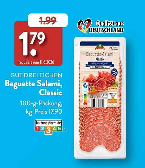 GUT DREI EICHEN Baguette Salami, Classic