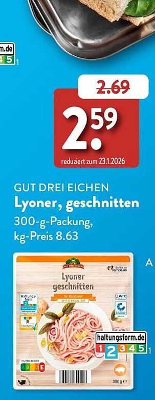 GUT DREI EICHEN Lyoner, geschnitten