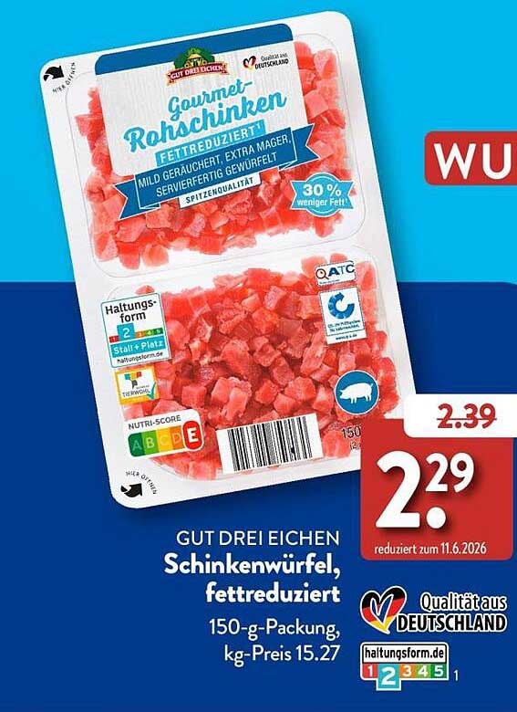 GUT DREI EICHEN Schinkenwürfel, fettreduziert