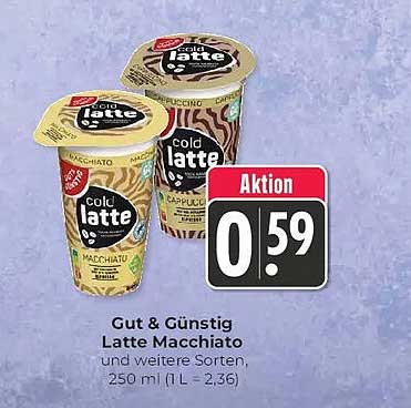 Gut & Günstig Latte Macchiato und weitere Sorten, 250 ml (1 L = 2,36)
