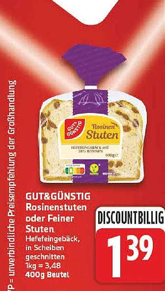 GUT&GÜNSTIG Rosinenstuten oder Feiner Stuten