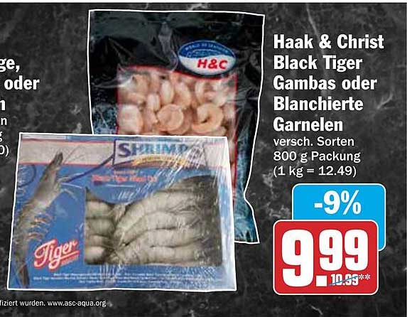 Haak & Christ Black Tiger Gambas oder Blanchierte Garnelen