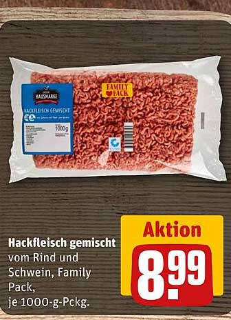 Hackfleisch gemischt vom Rind und Schwein, Family Pack, je 1000-g-Pckg.