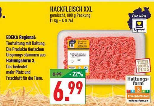 HACKFLEISCH XXL gemischt, 800 g Packung (1 kg = € 8.74)